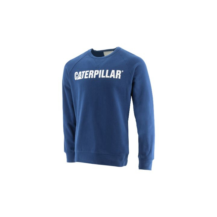 Caterpillar Foundation Crewneck Sweatshirt Tröja Herr Blå | SE-64572