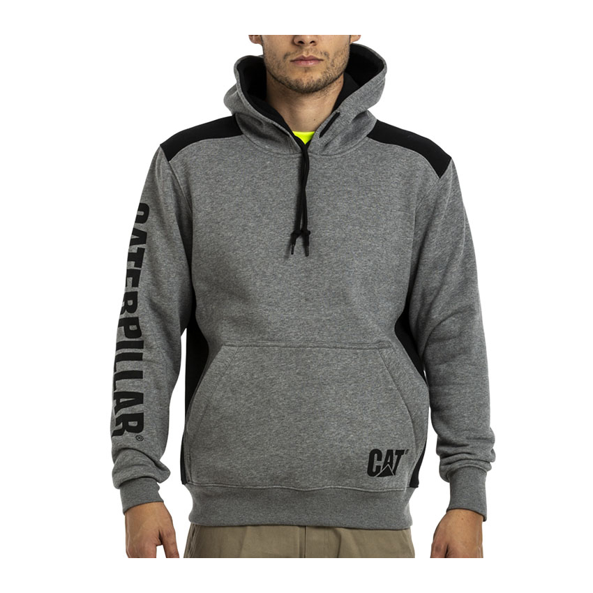 Caterpillar Logo Panel Hooded Sweat Huvtröja Herr Mörkgrå | SE-12536