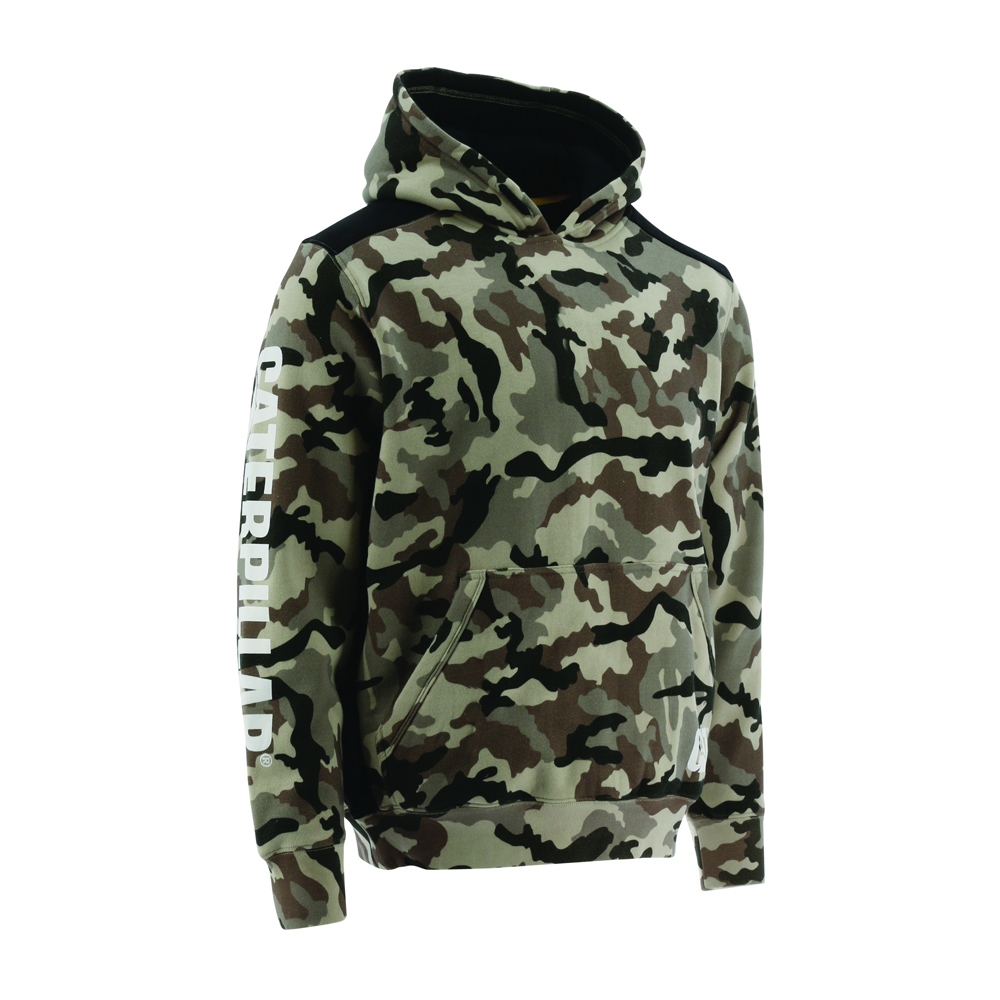 Caterpillar Logo Panel Hooded Sweat Huvtröja Herr Camo | SE-24673