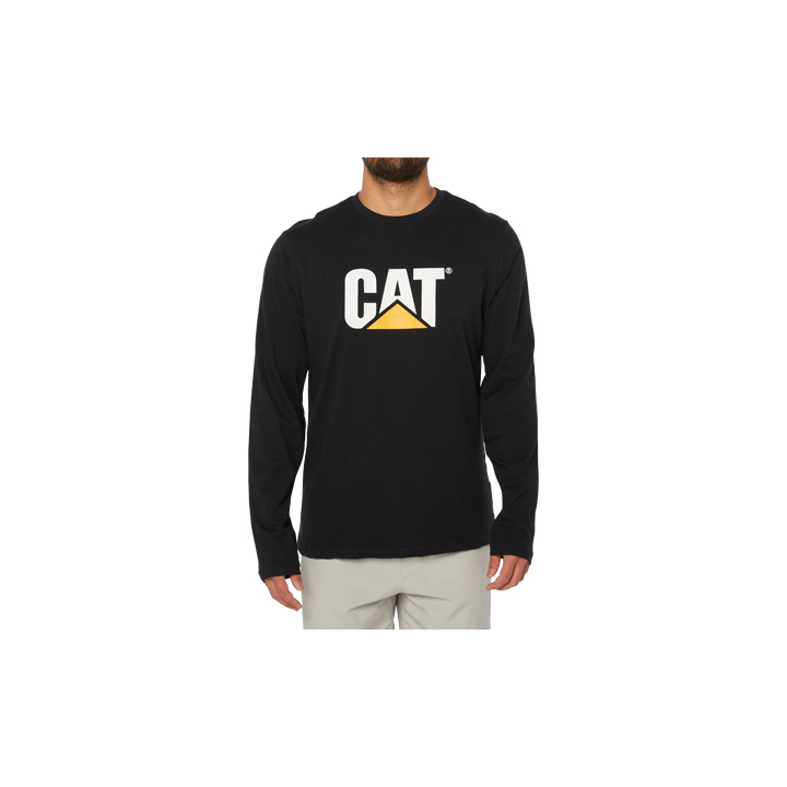 Caterpillar Original Fit Ls Logo T-Shirts Herr Svarta | SE-60975