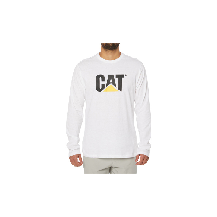 Caterpillar Original Fit Ls Logo T-Shirts Herr Vita | SE-71495