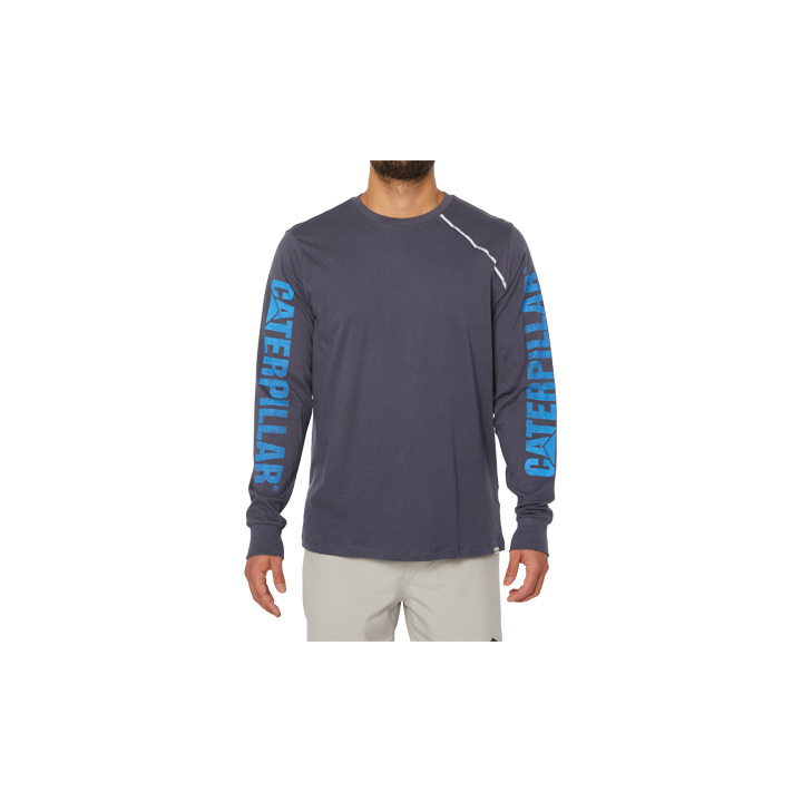 Caterpillar Stone Reflective L/S T-Shirts Herr Marinblå | SE-92315